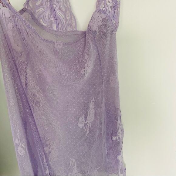 NEW VS VICTORIAS SECRET Lavender Purple Sheer Lace Slip Dress Chemise Lingerie S - Picture 5 of 7